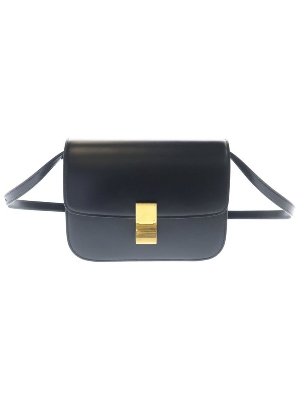 Celine Classic Box Shoulder Bag Black Leather Gold